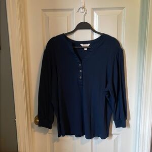 LC Lauren Conrad Blue Relaxed Henley Top